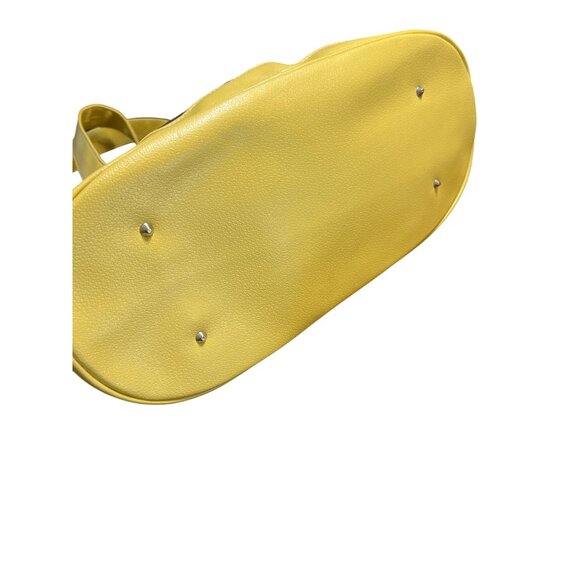 Club A Clear Tote Bag Yellow Faux Leather Dust Bag Footed 15.5" x 10" x 7" - Picture 4 of 7